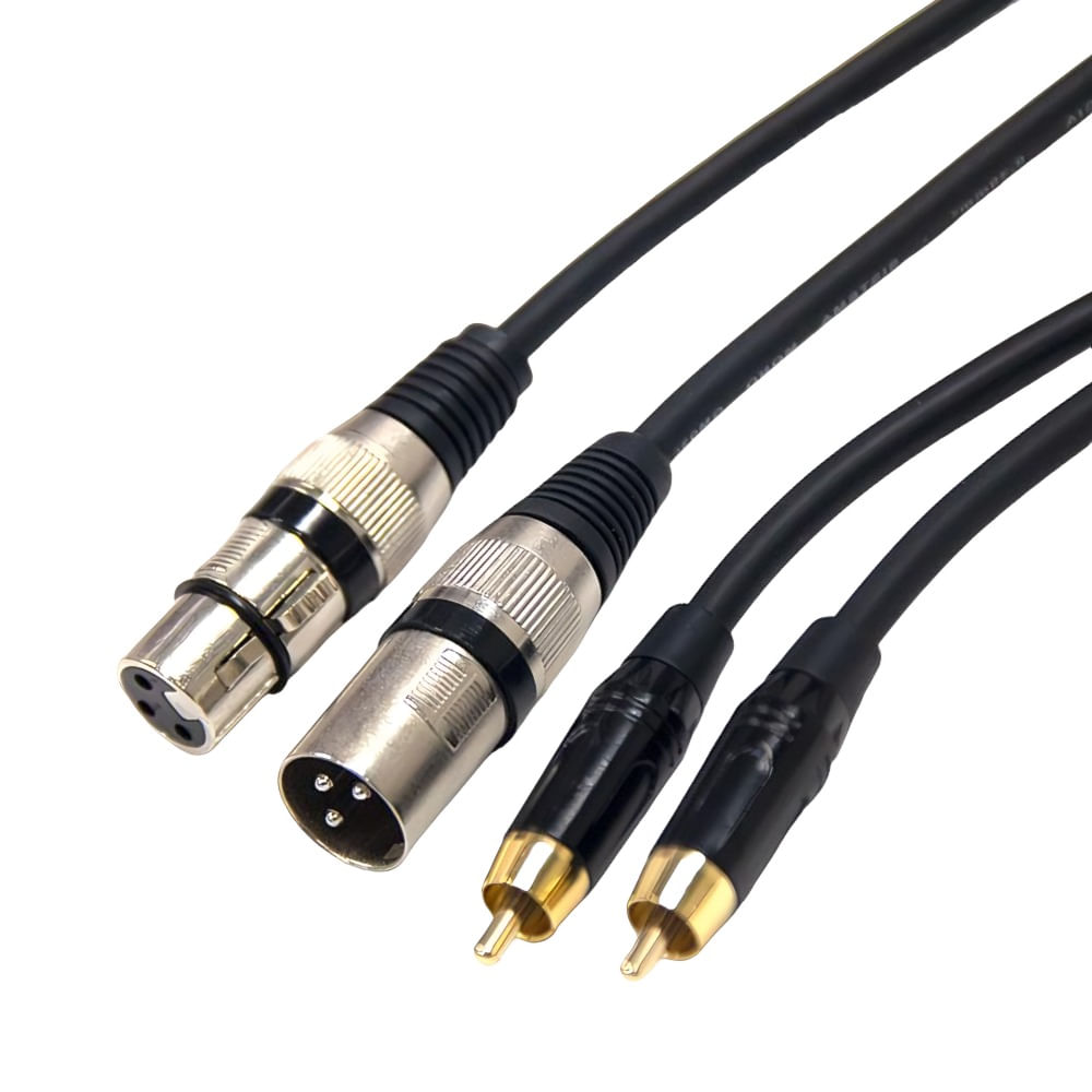 Cabo Canon Fêmea x RCA Macho + Canon Macho x RCA Macho 1,0 Metro Cabo Canon Fêmea x RCA Macho + XLR Macho x RCA Macho 1,0 Metro